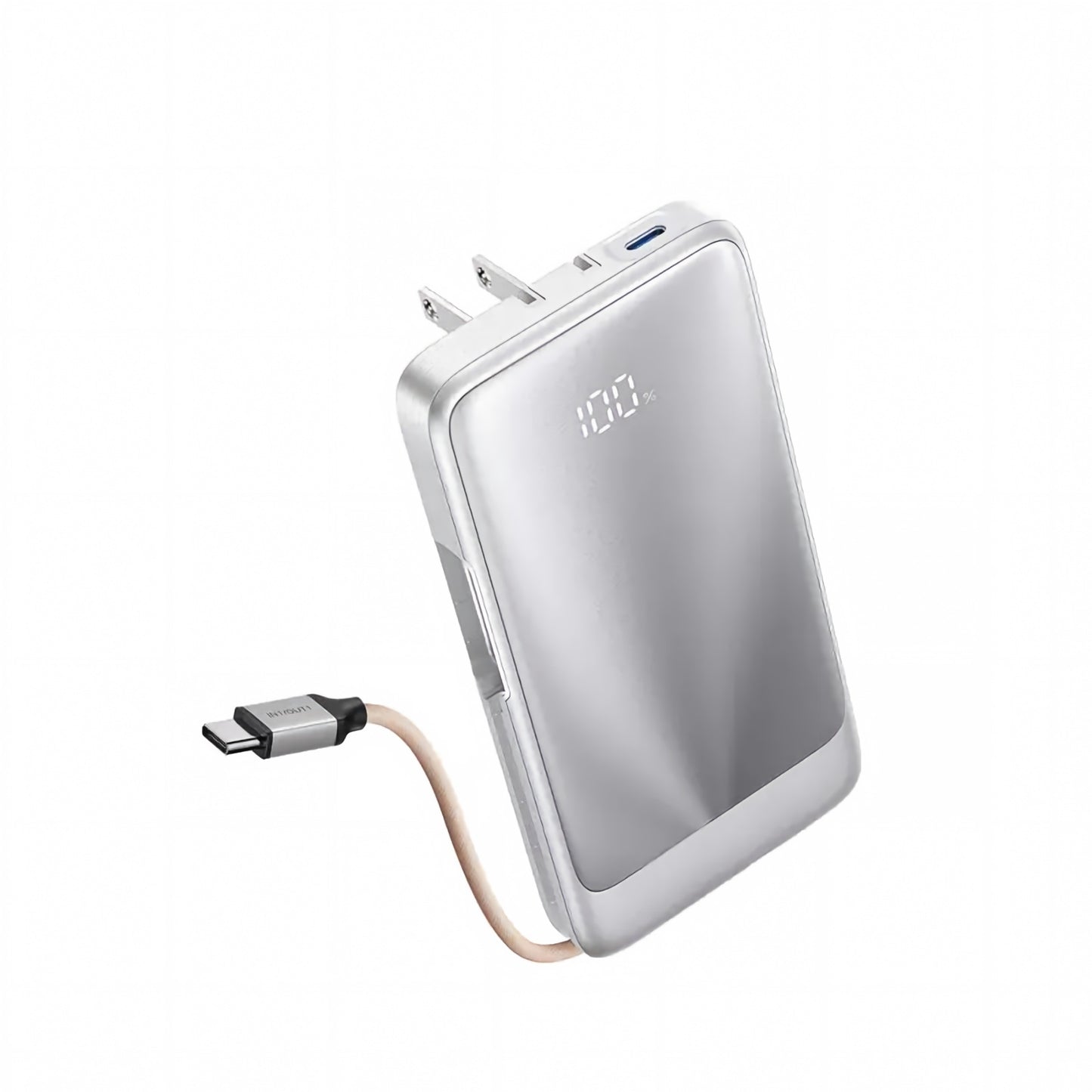2-in-1 Portable Power Bank with 45W Output and Built-In Wall Plug