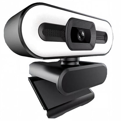 2K HD Webcam with Integrated Ring Light and Auto-Focus Lens