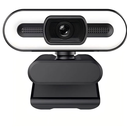 2K HD Webcam with Integrated Ring Light and Auto-Focus Lens