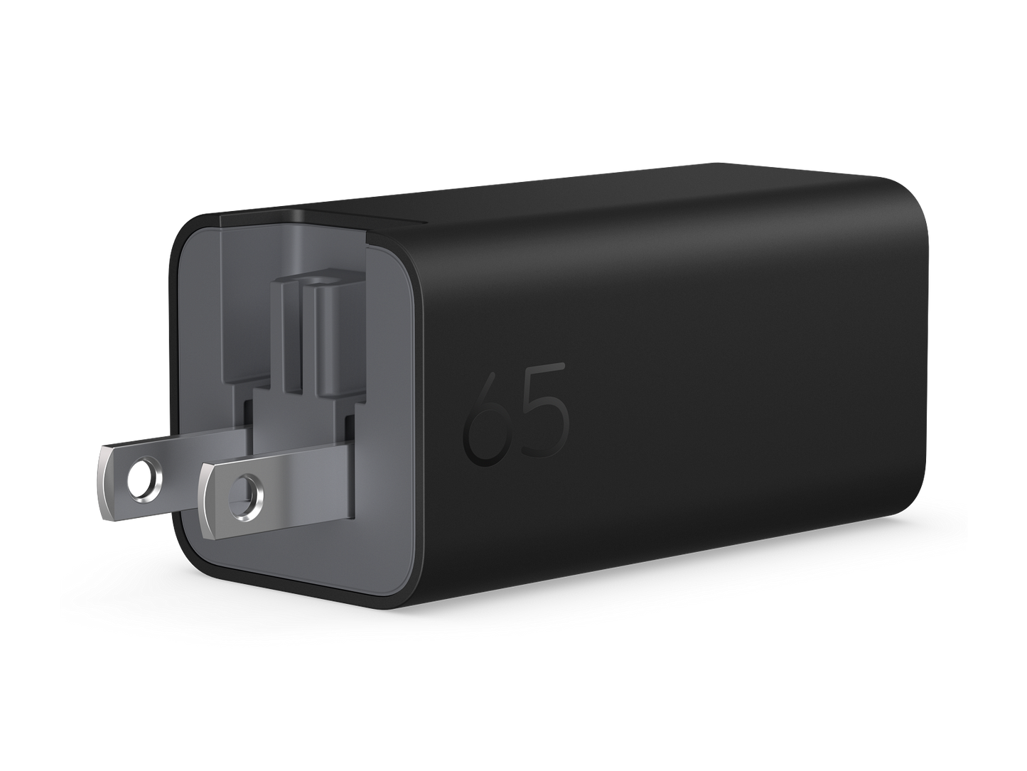 Compact 65W GaN Wall Charger with Foldable Prongs and USB-C Port