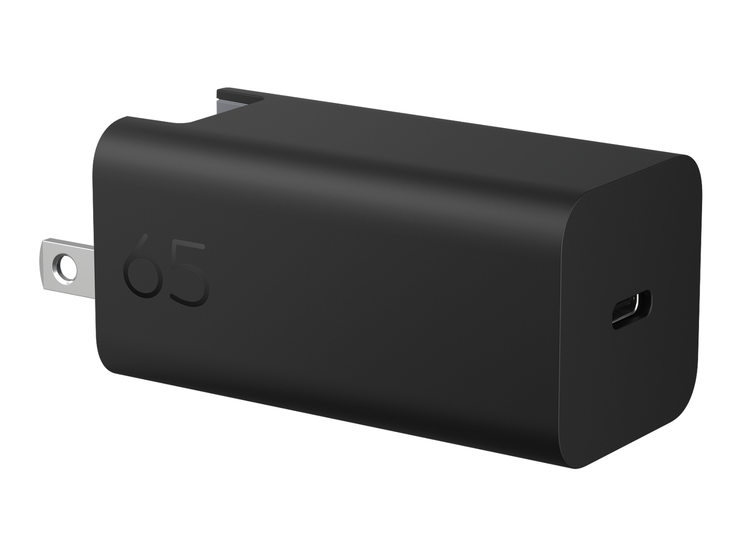 Compact 65W GaN Wall Charger with Foldable Prongs and USB-C Port