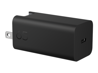 Compact 65W GaN Wall Charger with Foldable Prongs and USB-C Port