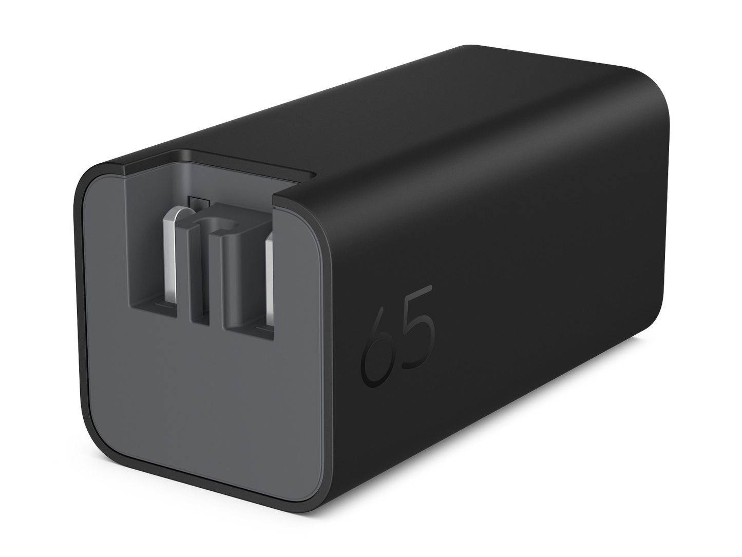 Compact 65W GaN Wall Charger with Foldable Prongs and USB-C Port