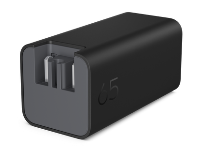 Compact 65W GaN Wall Charger with Foldable Prongs and USB-C Port