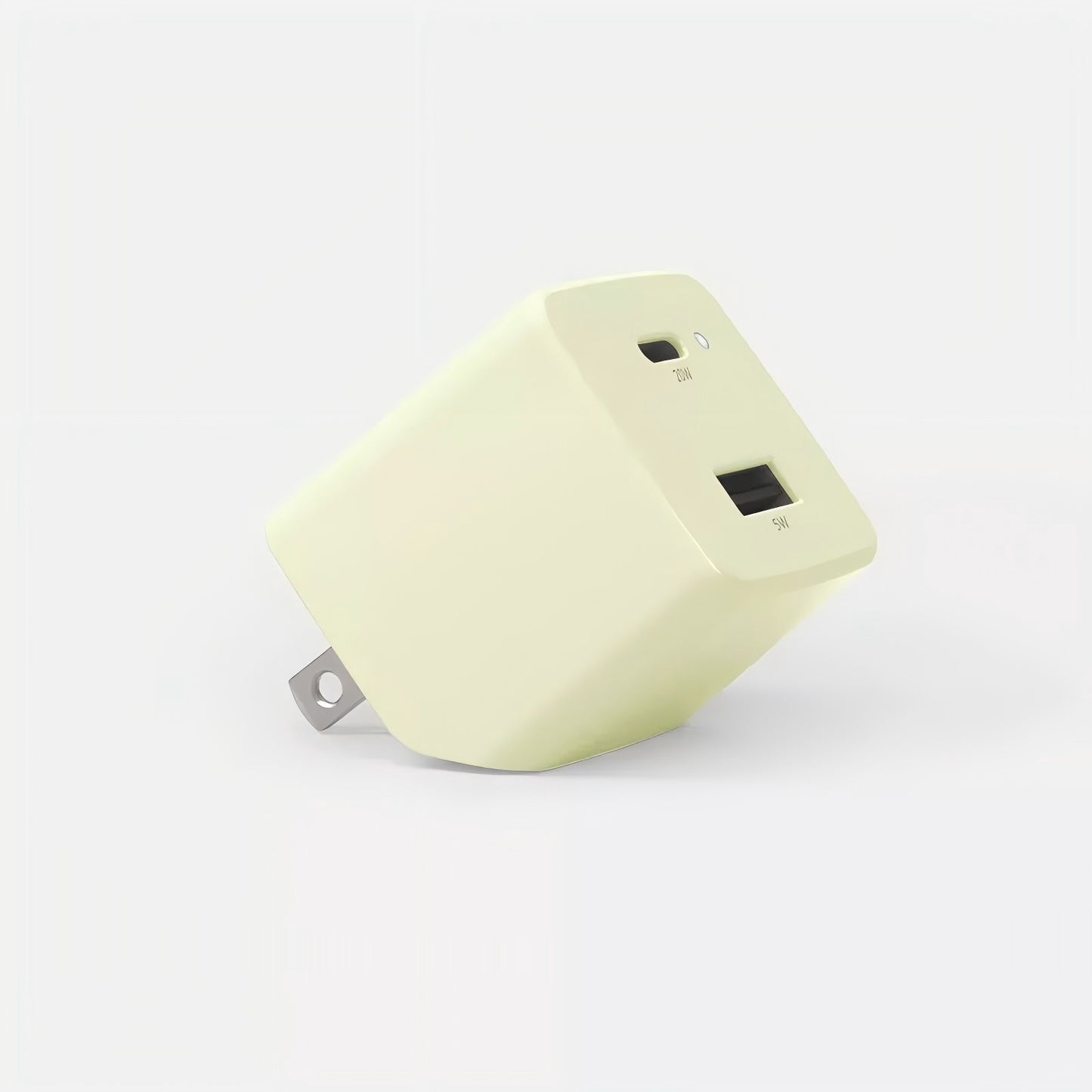 Dual-Port USB Wall Charger with Foldable Prongs and LED Status Light