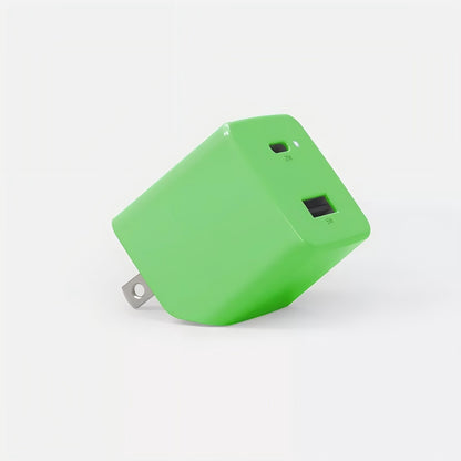 Dual-Port USB Wall Charger with Foldable Prongs and LED Status Light