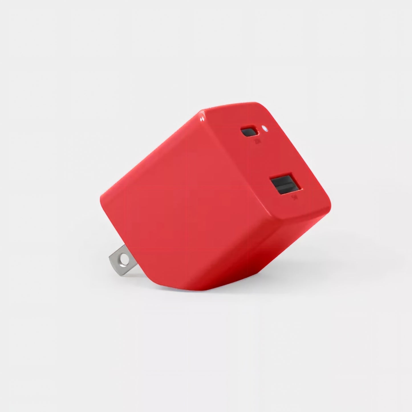 Dual-Port USB Wall Charger with Foldable Prongs and LED Status Light