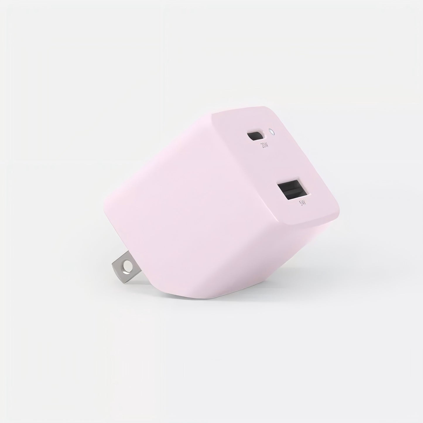 Dual-Port USB Wall Charger with Foldable Prongs and LED Status Light